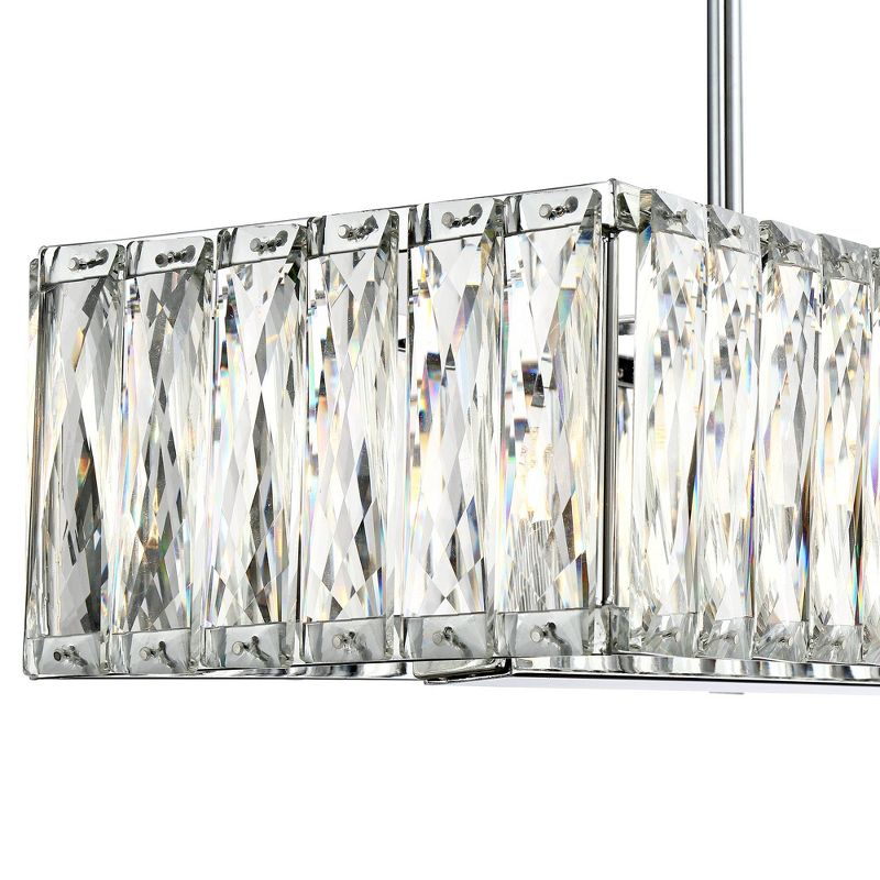 Possini Euro Design Sera Chrome Silver Linear Pendant Chandelier 33 1/2" Wide Modern Clear Crystal 5-Light Fixture for Dining Room Kitchen Island Home