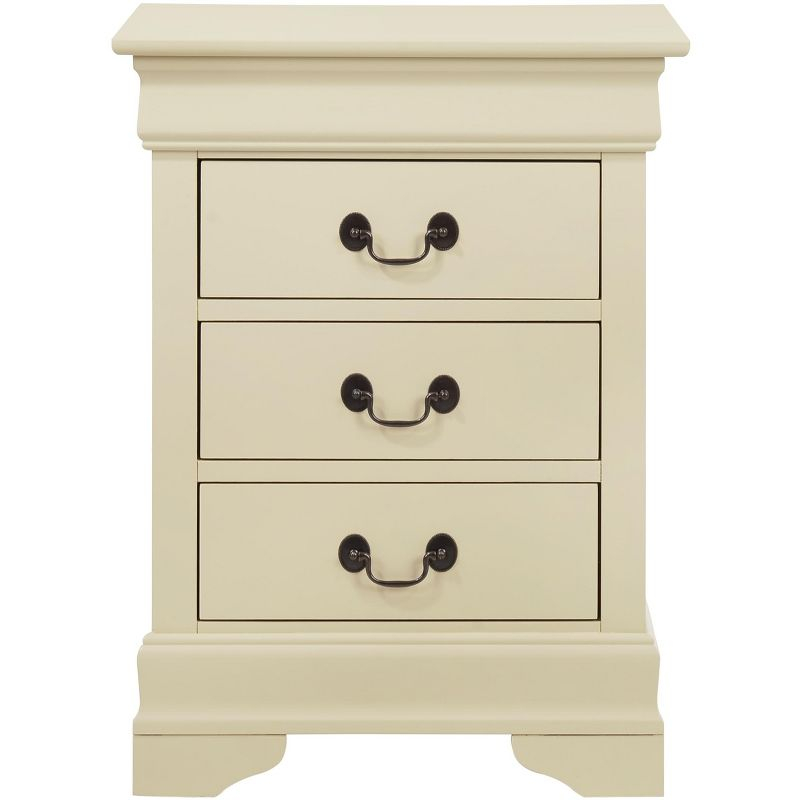 Passion Furniture Louis Philippe 3-Drawer Beige Nightstand (29 in. H x 21 in. W x 16 in. D)