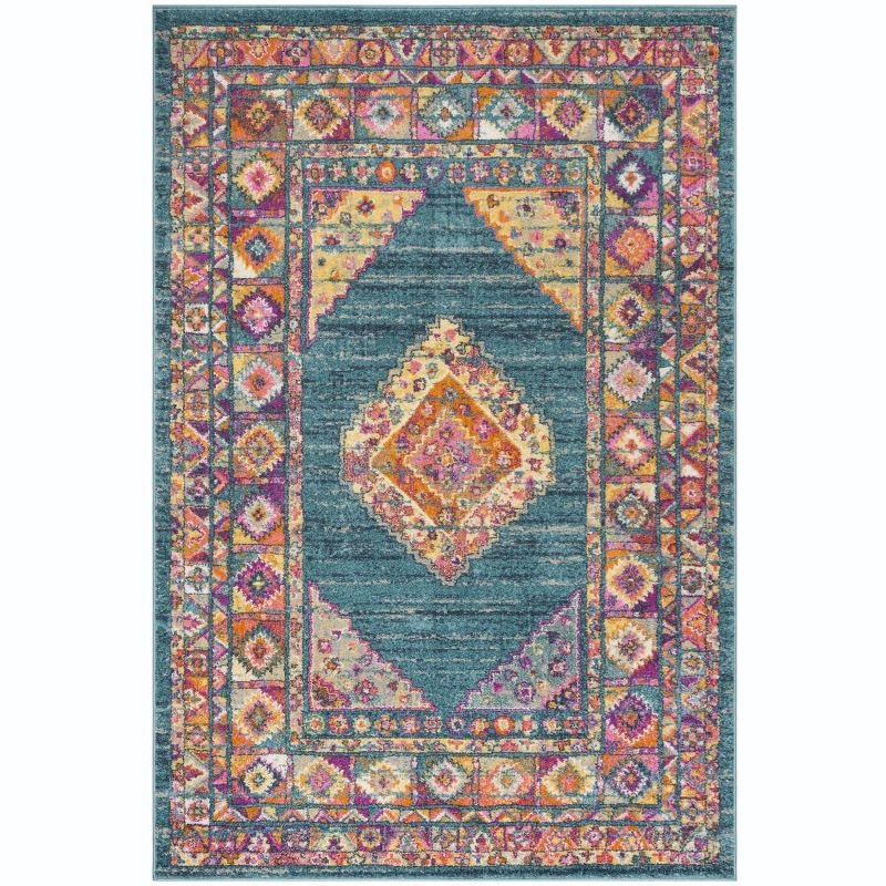 Madison MAD133 Power Loomed Indoor Area Rug - Light Blue/Orange - 6'x9' - Safavieh