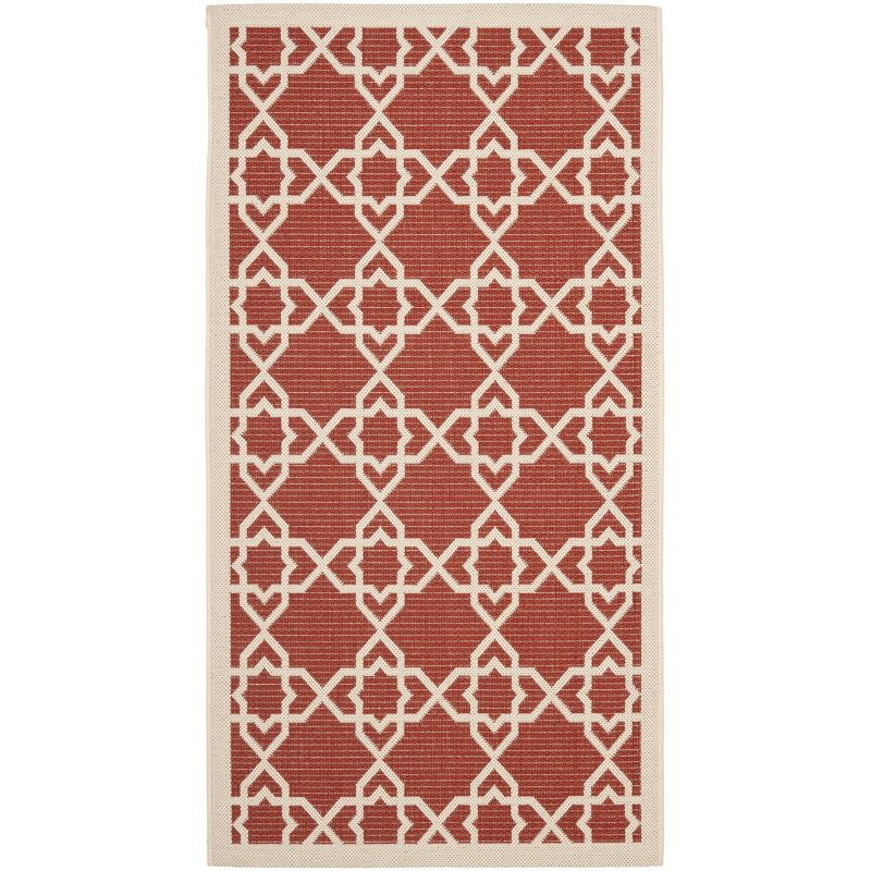 Courtyard CY6032 Power Loomed Indoor and Outdoor Accent Rug - Red/Beige - 2'7"x5' - Safavieh