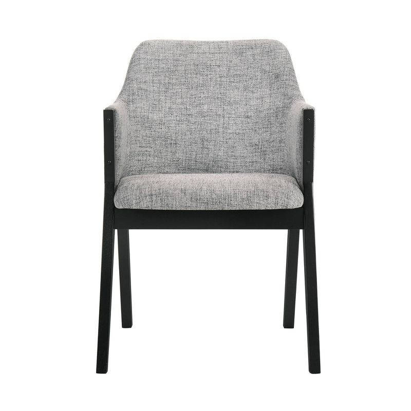 Armen Living Set of 2 Renzo Fabric Wood Dining Chairs Gray/Black: Polyester Upholstery, Foam Fill, Armrests