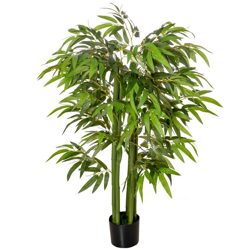 HOMCOM 4.5FT Artificial Bamboo Tree, Faux Decorative Plant in Nursery Pot for Indoor or Outdoor Décor
