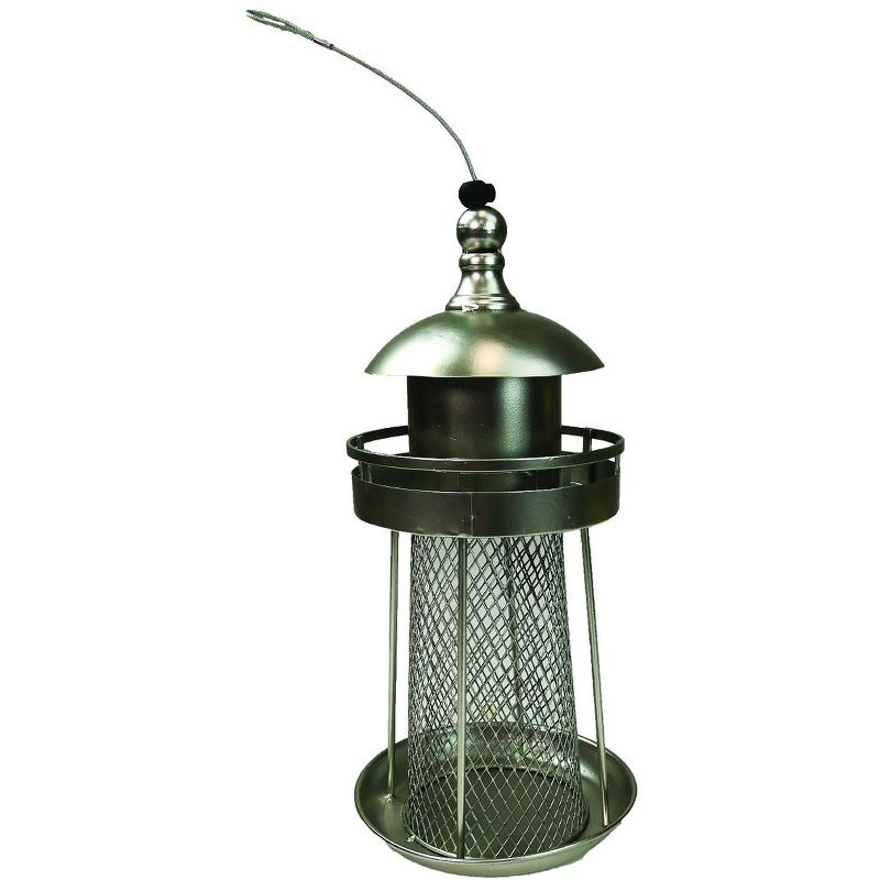 Heath Lighthouse Metal Bird Feeder -  Silver