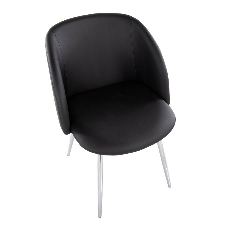 Set of 2 Fran Dining Chairs Chrome/Black - LumiSource: Upholstered, Metal Legs, Contemporary Style