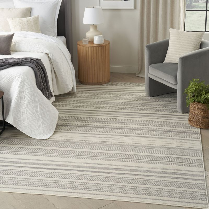 Nourison Grafix Abstract Striped Indoor Rug Ivory Grey 5'3" x 7'3"