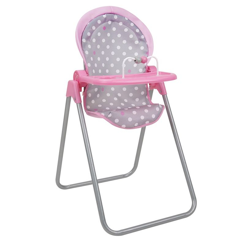 Cotton Candy Pink Foodie Doll Highchair in Grey Polka Dots Fits Dolls Up to 21"