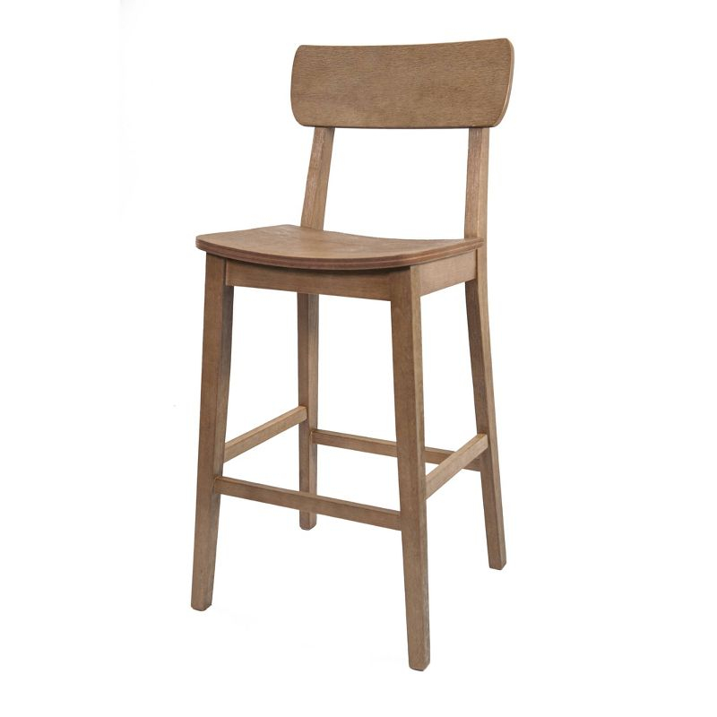 29" Torino Barstool Barnwood - Boraam: Solid Wood, Molded Seat, Footrests, Rustic Style