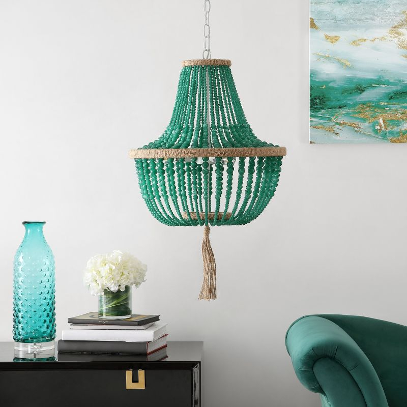 Lush Kristi Beads Pendant Lamp - LIT4477 - Green - Safavieh