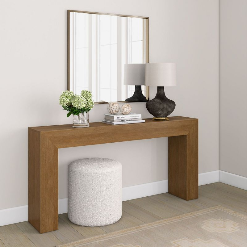 Plank+Beam Grand Console table, 66" Solid Wood Modern Sofa Table, Entryway Table for Hallway, Behind the Couch, Living Room, Foyer, Pecan Wirebrush