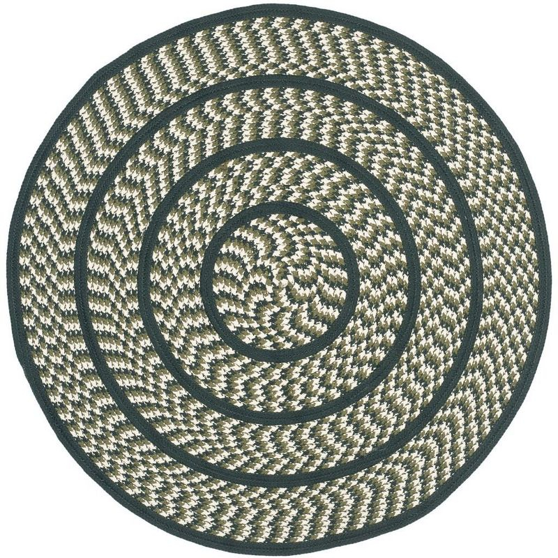 Braided BRD401 Hand Woven Area Rug - Ivory/Dark Green - 5' round - Safavieh.