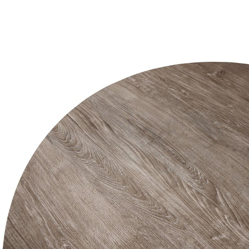LeisureMod Ravenna Modern Round Wood 47" Dining Table with Metal Legs - Sleek Design, Perfect for Dining Rooms, Weathered Oak