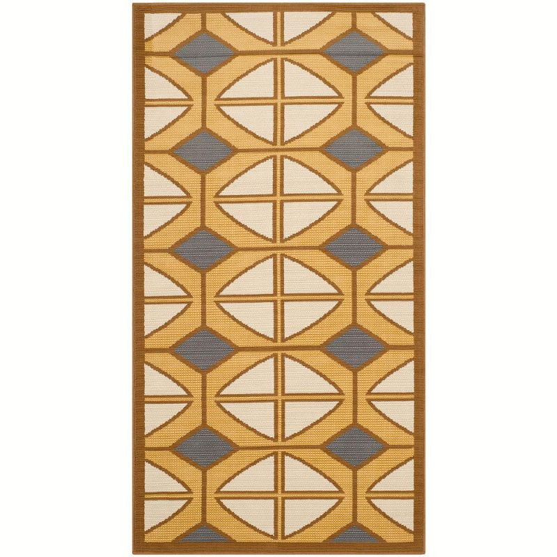 Hampton HAM510 Power Loomed Indoor/Outdoor Accent Rug - Camel/Ivory - 2'7"x5' - Safavieh.