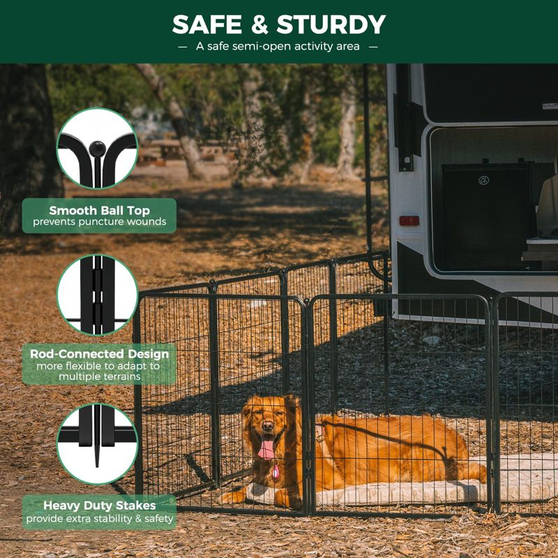 FXW Rollick Dog Playpen for Indoor, Yard, RV Camping, 32 inch 16 Panels for Small and Medium Dogs│Patented