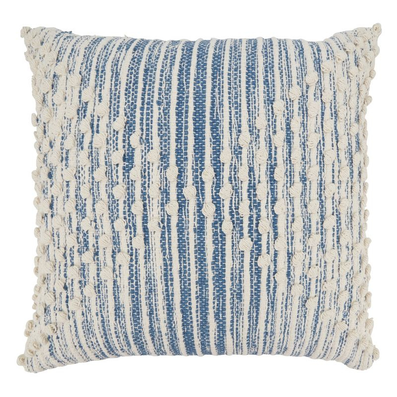 Saro Lifestyle Artisan Woven Stripe Diamond Poly Filled Throw Pillow, Blue, 20"x20"