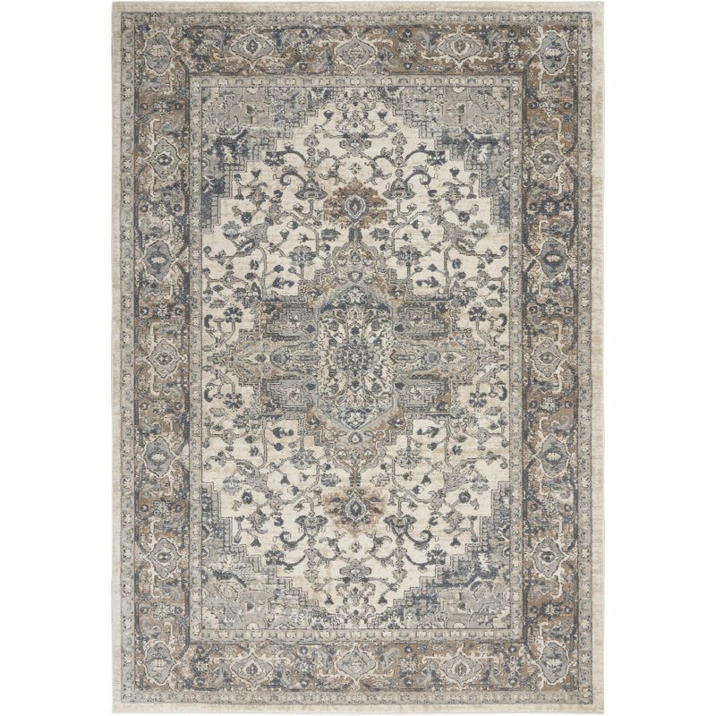 Nourison Concerto Center Medallion Indoor Rug Ivory Grey 5'3" x 7'3"
