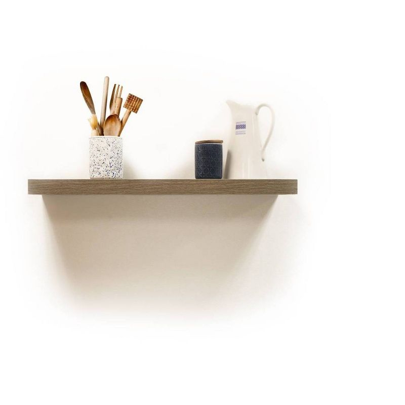 InPlace 24" Floating Shelf Wall Mounted Hidden Brackets Rustic Wood: Modern Design, MDF, Smooth Finish, Includes Mounting Hardware
