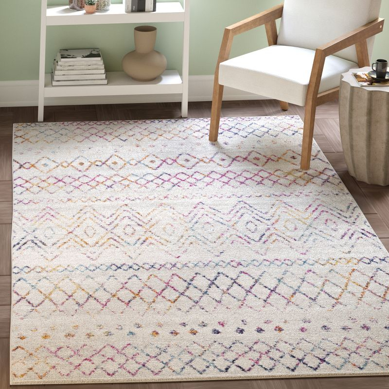 Madison 700 MAD798 Power Loomed Indoor Area Rug - Ivory/Fuchsia - 5'3"x5'3" - Safavieh