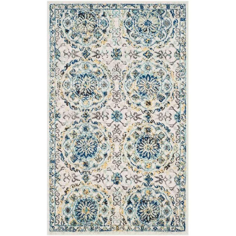 Evoke EVK252 Power Loomed Accent Rug - Ivory/Blue - 3'x5' - Safavieh.