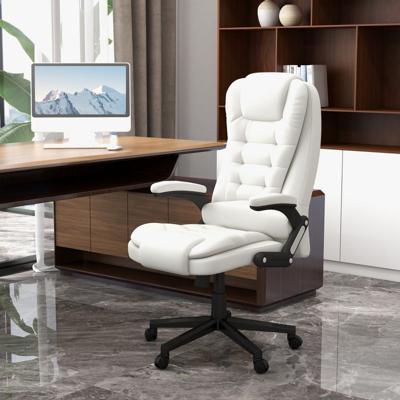 HOMCOM High-Back Massage Office Chair, Heated Reclining Computer Chair with Remote, White