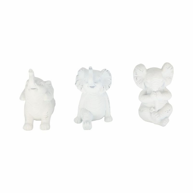 Sagebrook Home Set of 3 Yoga Elephant Figurines - Classic White Polyresin Sculpture of Yoga Posed Eleplants - Home, Office, Yoga Studio Decor -