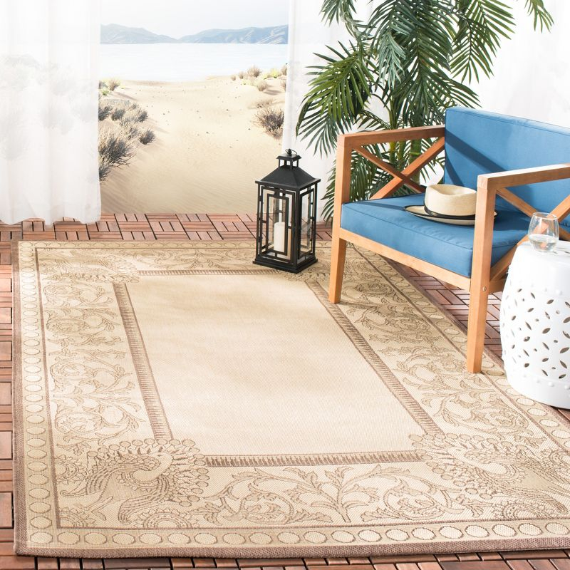 Courtyard CY2965 Power Loomed Indoor/Outdoor Area Rug - Natural/Chocolate - 5'3"x7'7" - Safavieh.