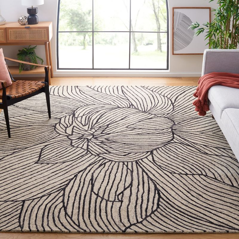 Metro MET451 Hand Tufted Indoor Area Rug - Black/Ivory - 6'x6' - Safavieh