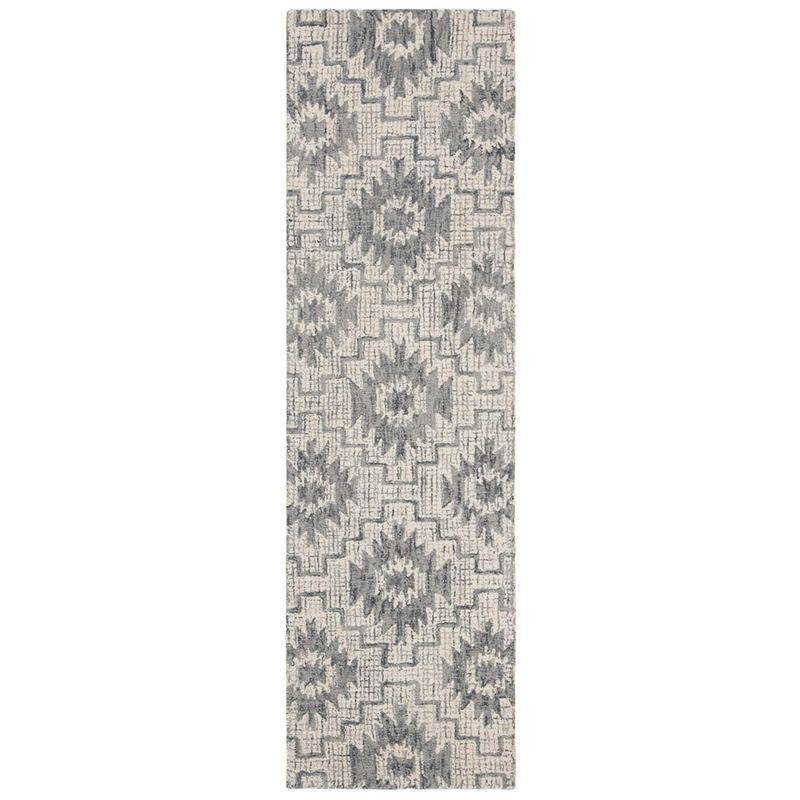 Abstract ABT202 Handmade Indoor Runner - Ivory/Dark Grey - 2'-3"x8' - Safavieh