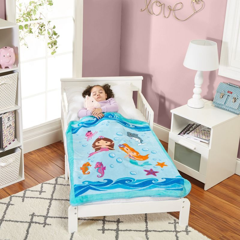 Everyday Kids Toddler Throw Blanket - 30" by 40" - Mermaids Undersea Adventure - Super Soft, Plush, Warm and Comfortable