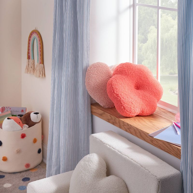 Flower Boucle Kids' Decorative Pillow Coral Red - Pillowfort™