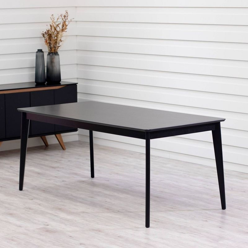70.86" Tudor Dining Table Black - Manhattan Comfort: Mid-Century Style, Seats 6
