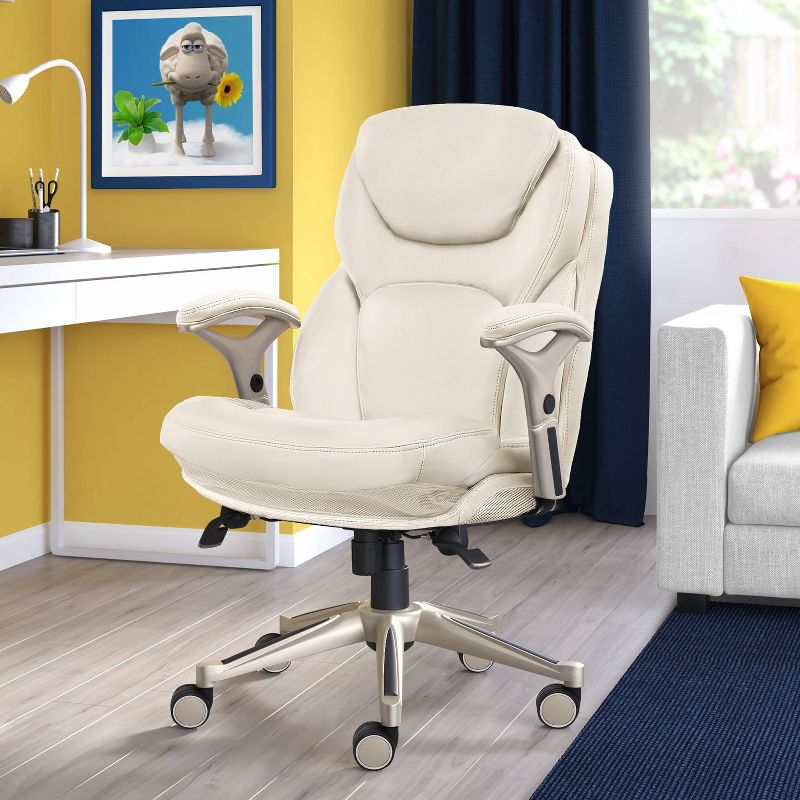 Work Executive Office Chair Ivory - Serta : Ergonomic Pneumatic Height Adjustment, Lumbar Support