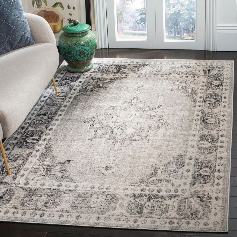 Montage MTG308 Power Loomed Indoor/Outdoor Accent Rug - Grey/Ivory - 4'x6' - Safavieh
