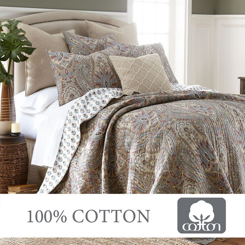 Kasey Paisley Quilt Set - Full/Queen Quilt and Two Standard Shams Brown - Levtex Home