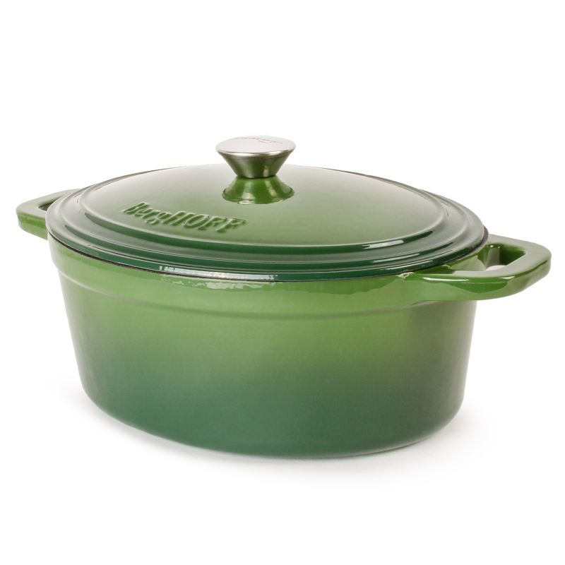 BergHOFF Neo 5Qt. Cast Iron Oval Covered Dutch Oven, Green
