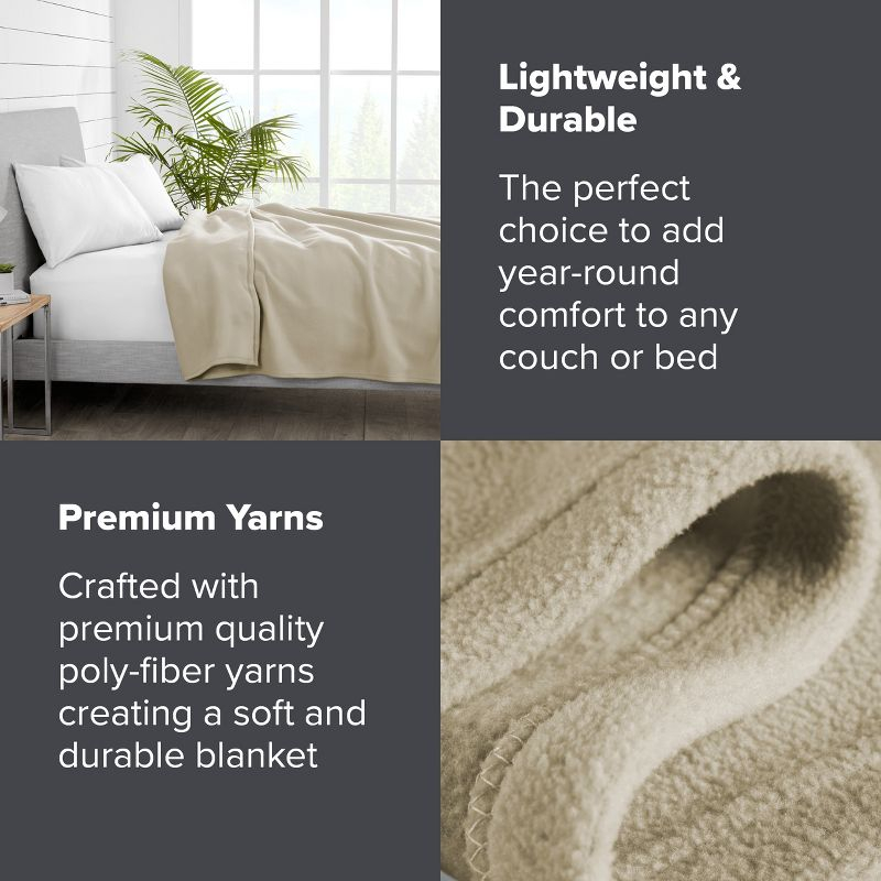 Oyster Throw Size Lightweight Polar Fleece Blanket by Bare Home