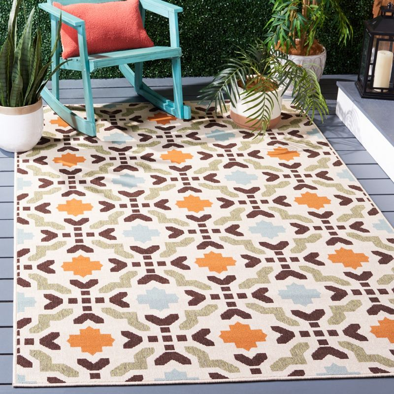 Veranda VER080 Power Loomed Indoor/Outdoor Area Rug - Cream/Terracotta - 5'3"x7'7" - Safavieh.
