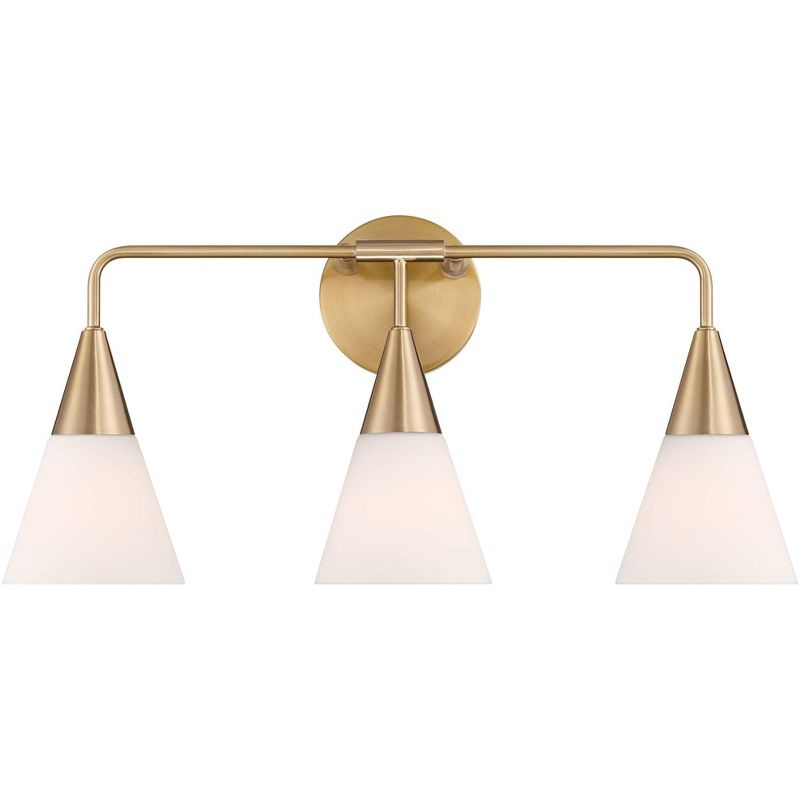 Possini Euro Design Possini Euro Amie 22" 3-Light Warm Brass and Opal Glass Bath Light