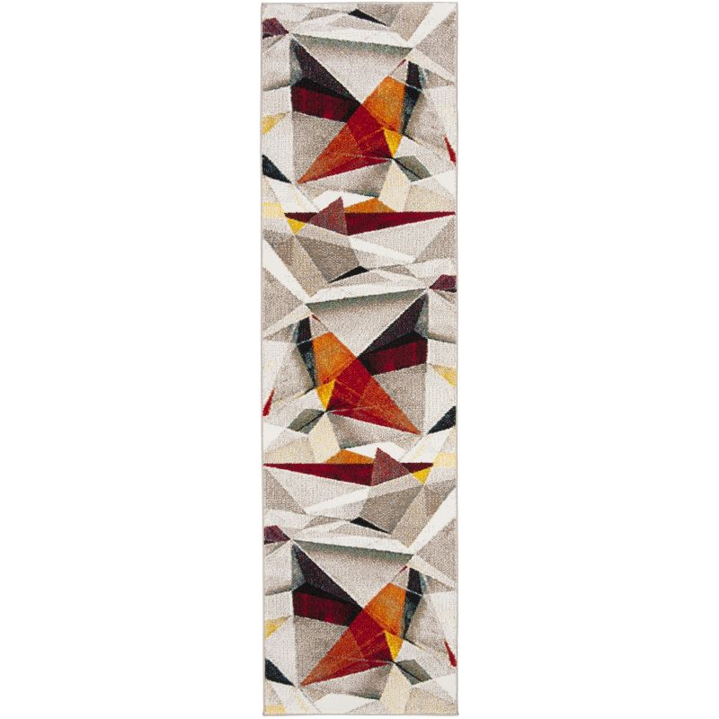 Porcello PRL6940 Power Loomed Indoor Runner Rug - 2'3"x6' - Light Grey/Orange - Safavieh