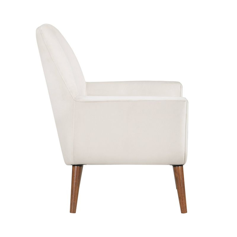 Comfort Pointe Accera Mid-Century Velvet Arm Chair Sea Oat: Upholstered, Rubberwood Legs, Foam Fill
