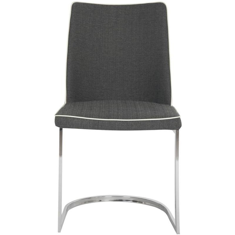 Parkston 18''H Linen Side Chair (Set of 2) - Grey/White - Safavieh