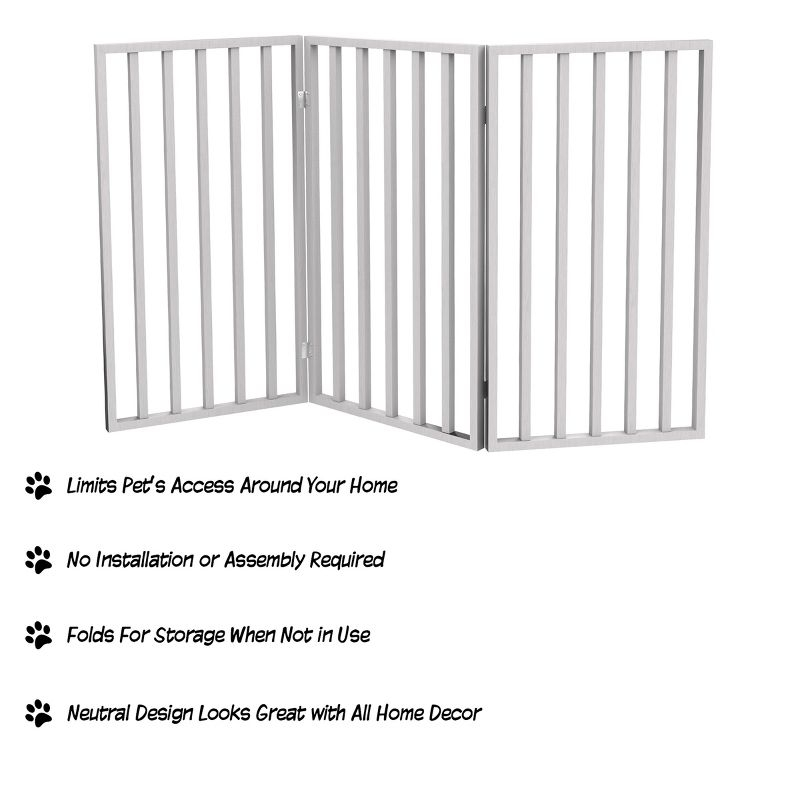 Indoor Pet Gate - 3-Panel Folding Dog Gate for Stairs or Doorways - 54x32-Inch Tall Freestanding Pet Fence for Cats and Dogs by PETMAKER (White)