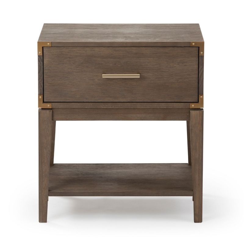 Plank+Beam Solid Wood Nightstand with 1 Drawer, Contemporary Side Table for Bedroom, Clay
