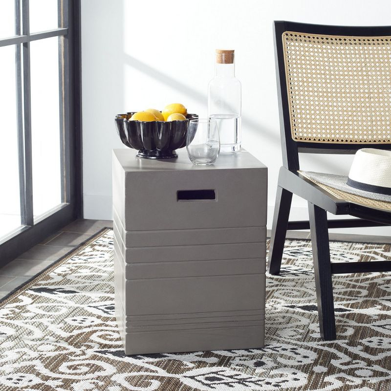 Deidara Concrete Accent Stool - Indoor/Outdoor - VNN1031 - Gray - Safavieh