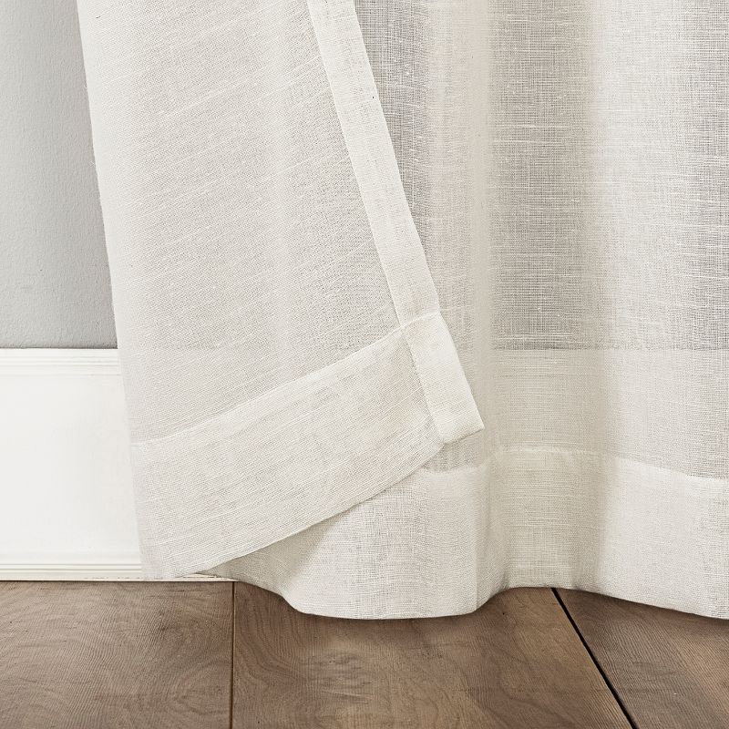 52"x84" Archaeo Light Filtering Slub Textured Linen Blend Black Grommet Top Curtain Panel Ivory: Modern Indoor Curtain