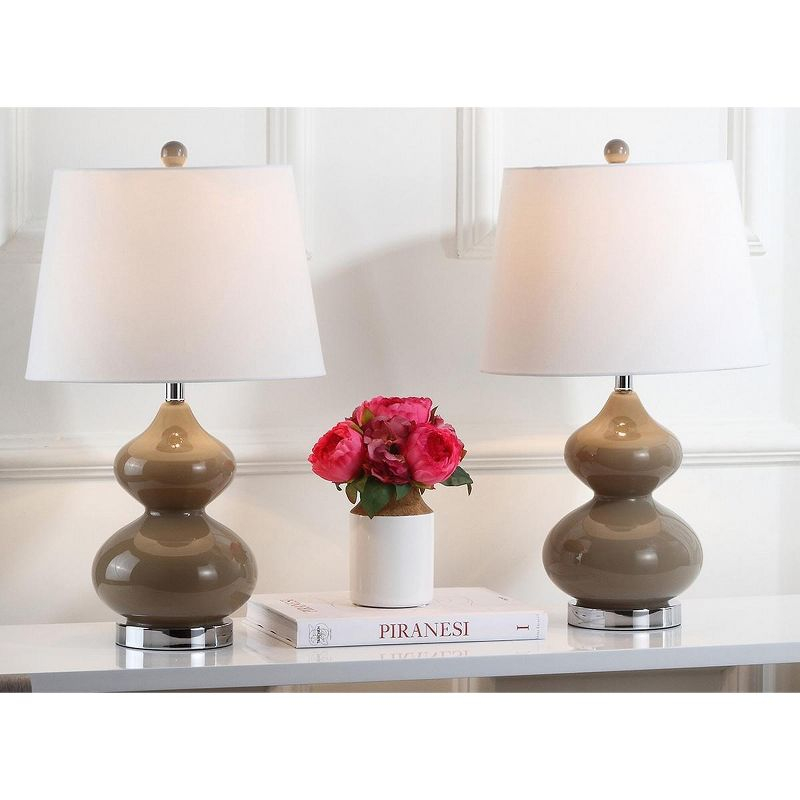 Eva Double Gourd Table Lamp (Set of 2) - 24 Inch Height - LIT4086 - Taupe - Safavieh