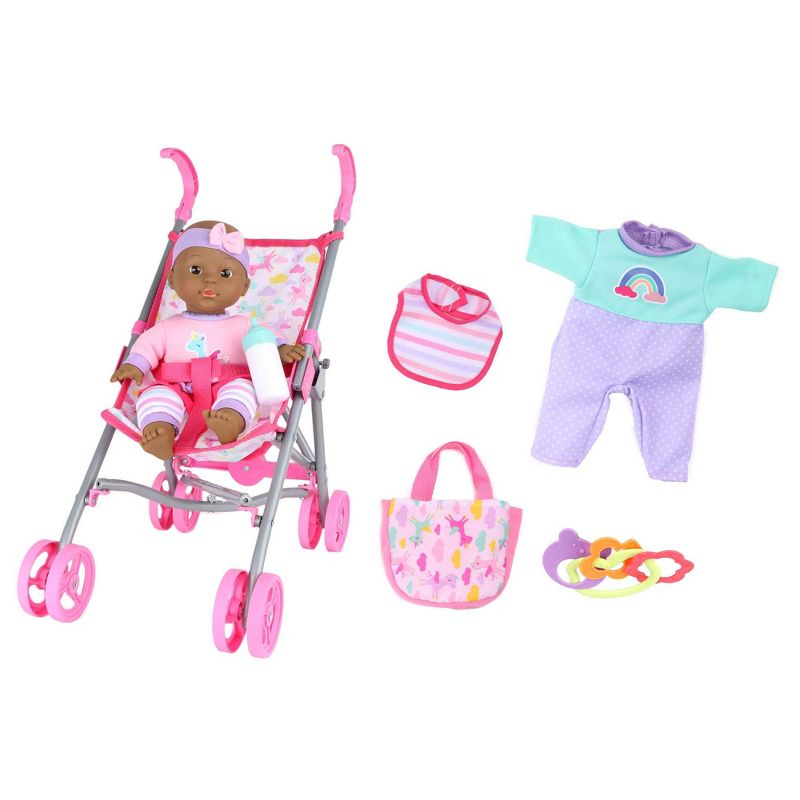 Dream Collection: Gigo 12" Baby Doll Care Gift Set with Stroller
