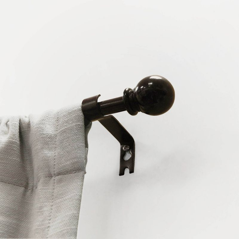 Lumi Home Furnishings 48"-84" Ball Curtain Rod - Brown: Adjustable Plastic Rod, Single, Painted Finish, 1 Year Warranty