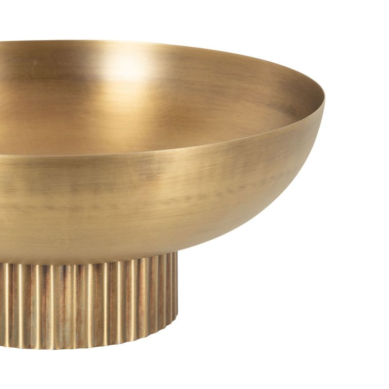 Kate and Laurel Rooks Ribbed Metal Bowl, 12x12x5, Gold