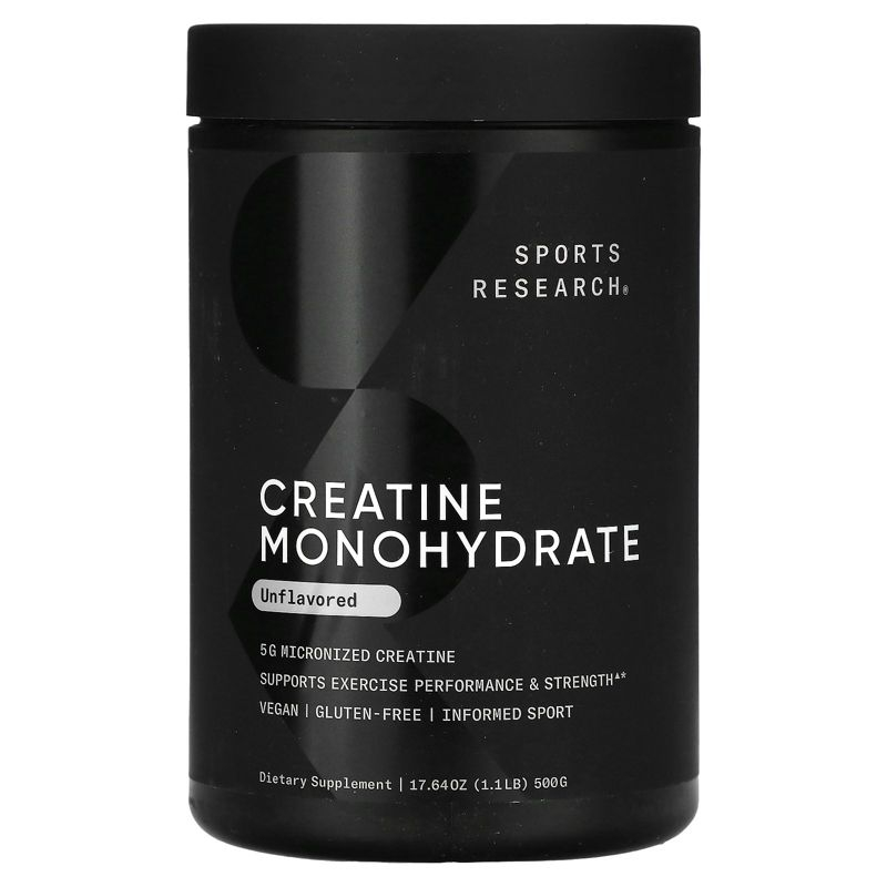 Sports Research Creatine Monohydrate, Unflavored, 1.1 lb (500 g)