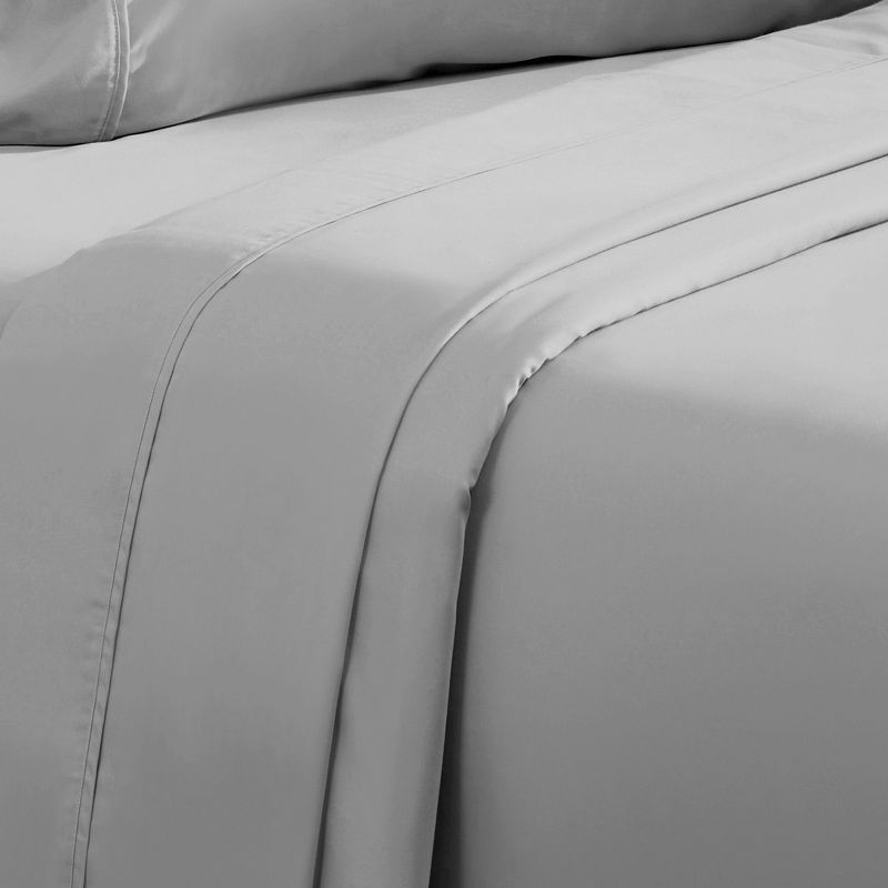 Flat Sheet Only, 400 Thread Count 100% Cotton Sateen, Soft & Durable by California Design Den - Light Gray, King